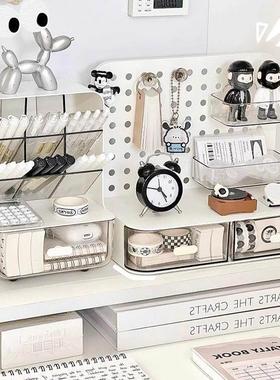 简约多格抽屉式文具笔筒盒创意洞洞板收纳盒学生桌面整理盒多功能