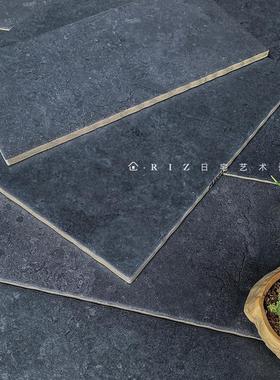 黑色莱姆石瓷砖庭院防滑墙地砖法式民宿古堡仿古复古酒店店铺商铺