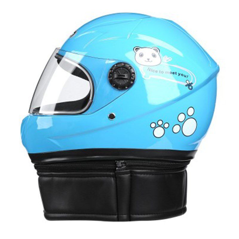 儿童头盔黑色全盔宝宝带围脖保暖秋冬电动车安全帽幼童通用4-7岁5