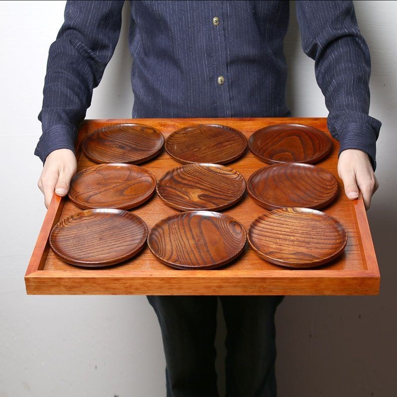 木托盘九大碗正方形农村酒席新疆川特色宴三行子斗50x50木质端菜