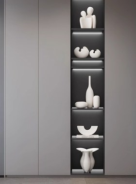 现代简约高级感电视柜酒柜装饰摆件家居客厅艺术白色陶瓷套装摆设