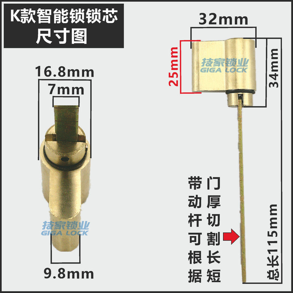K款智能锁锁芯适用SCHLAGE西勒奇锁芯指纹锁密码锁电子门锁锁芯