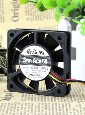 全新三洋 6015 12V 0.09A 109P0612H701 6CM 静音机箱滚珠风扇