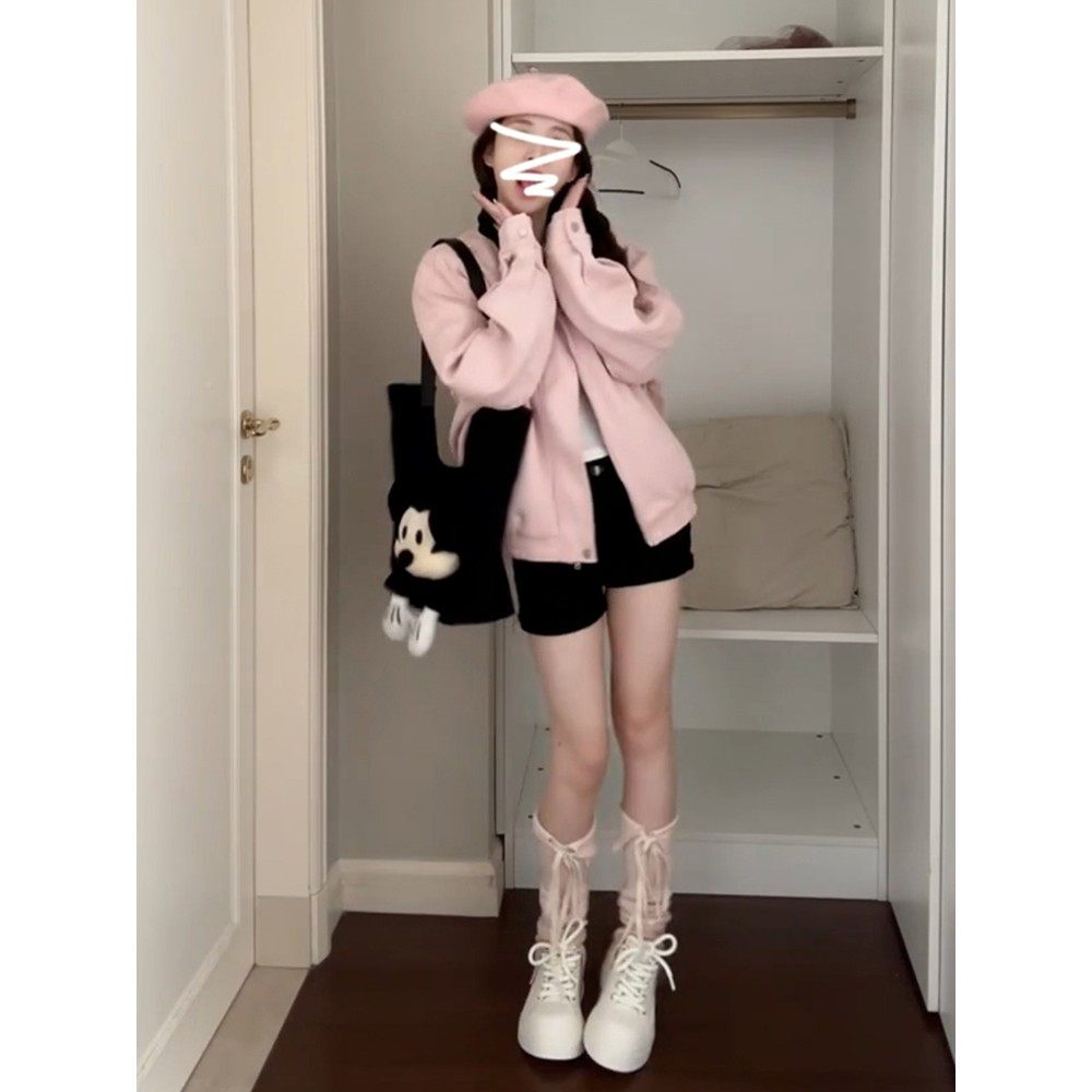 初秋季式色棒球服外女套春秋C7W44692粉2025新款设计感宽松休闲夹