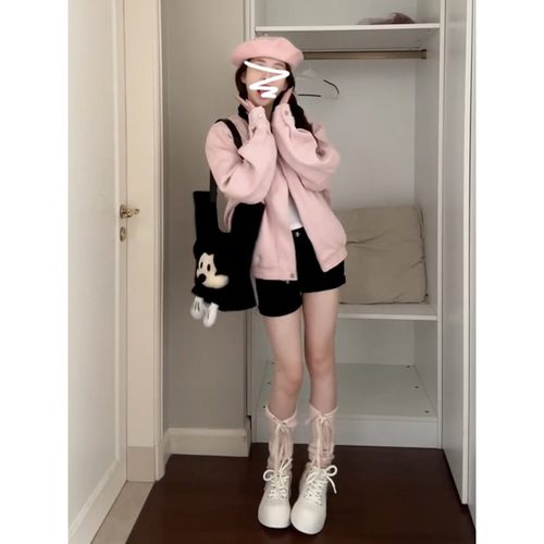 初秋季式色棒球服外女套春秋C7W44692粉2025新款设计感宽松休闲夹