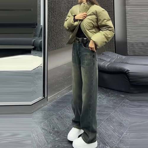 牛仔裤女20年新款秋冬小个子裤MQE-K604子高腰显瘦2直筒版窄阔腿