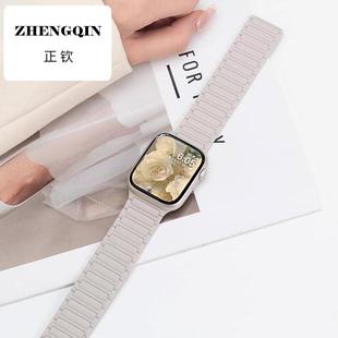 张婧仪同款iwatch智能手表表带适用苹果s10高级感s9气质se硅胶ser