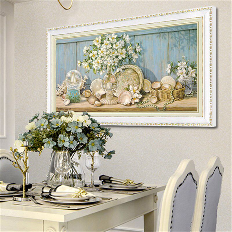 欧式餐厅装饰画壁画卧室挂画单幅床头画墙画简欧餐桌背景画田园画