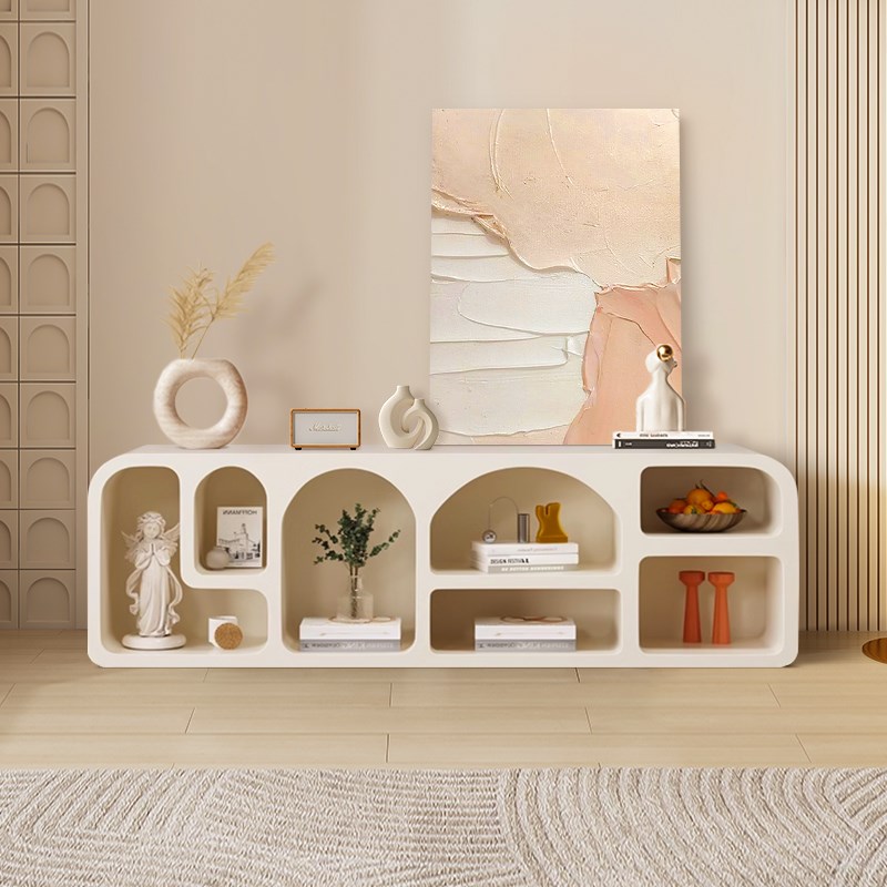 法式创意白色电视柜客厅展示柜简约一体艺术柜收纳落地靠墙置物柜