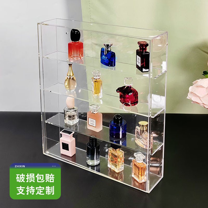 亚克力透明防尘香水整理架护肤品展示架梳妆台化妆品收纳盒免安装