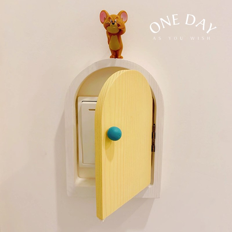 杰瑞的门开关贴卡通插座遮丑保护套实木装饰墙贴墙面按钮遮挡盖板