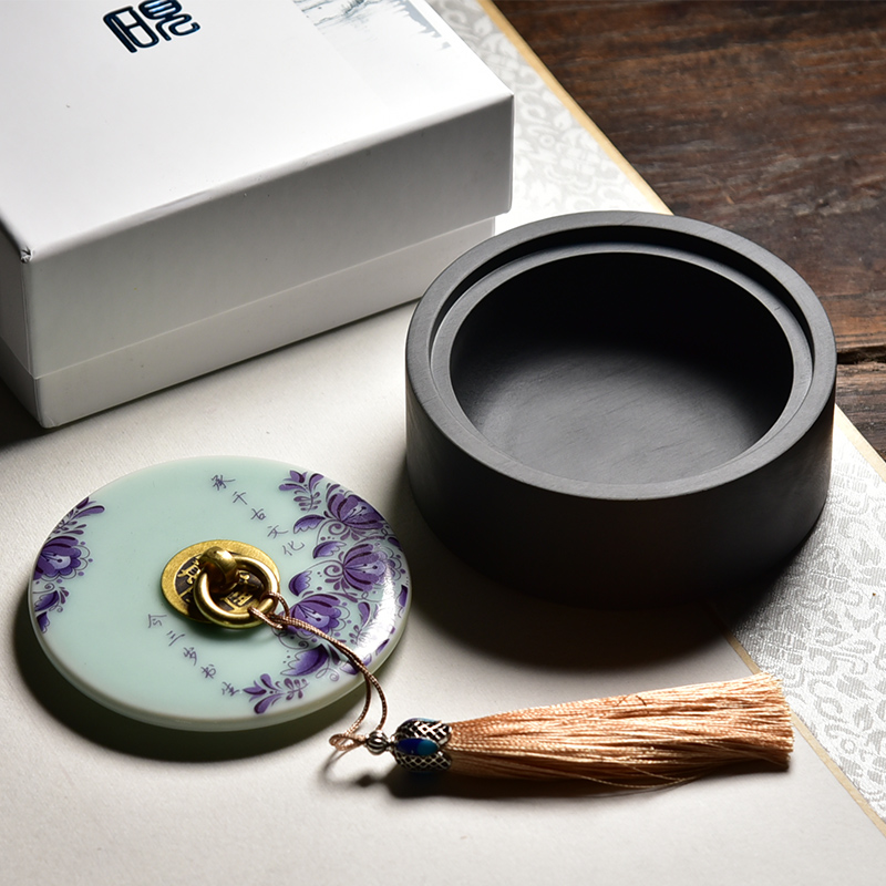 国家非遗 歙砚砚台创新传承《玉竹墨海》中小楷带盖原石高档老坑