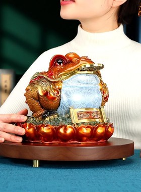 黄铜《八方来财金蟾》摆件客厅办公室收银台装饰品乔迁开业礼品