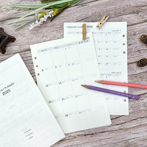 SEASON台湾四季A5活页本6孔替芯2025年月历周计划表每日日程本 A7