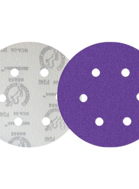 6寸17孔干磨砂纸陶瓷紫色海绵砂植绒圆形6孔费斯托汽车抛光打磨片