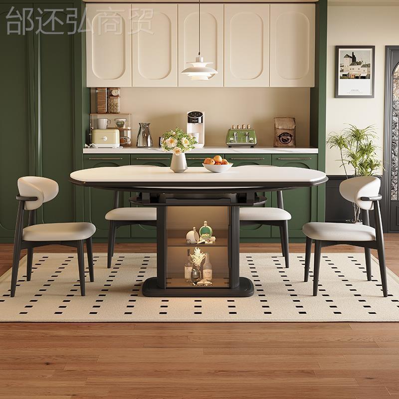 中古岩板餐桌伸缩用小户风型黑120x75x8色实木储家物方圆两用可可