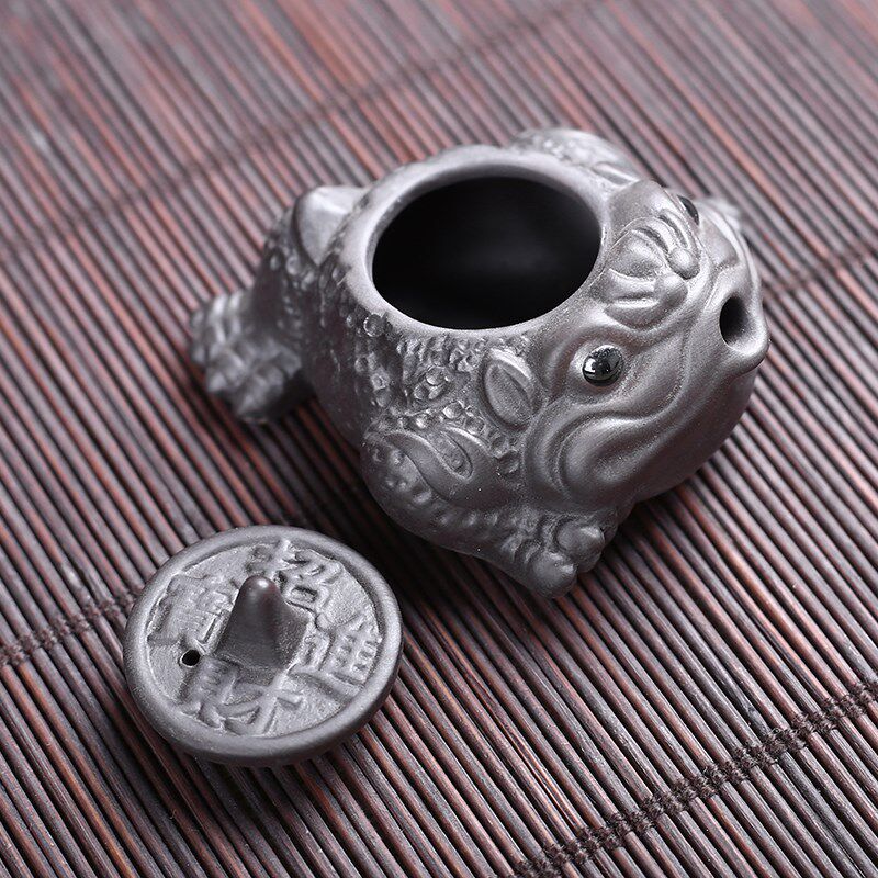 紫砂招财金蟾指尖壶精品养迷你小茶宠茶玩功夫茶具茶台茶桌
