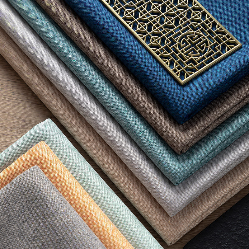 2米宽素色细亚麻沙发布料面料加厚纯色棉麻防尘桌布盖布手工diy