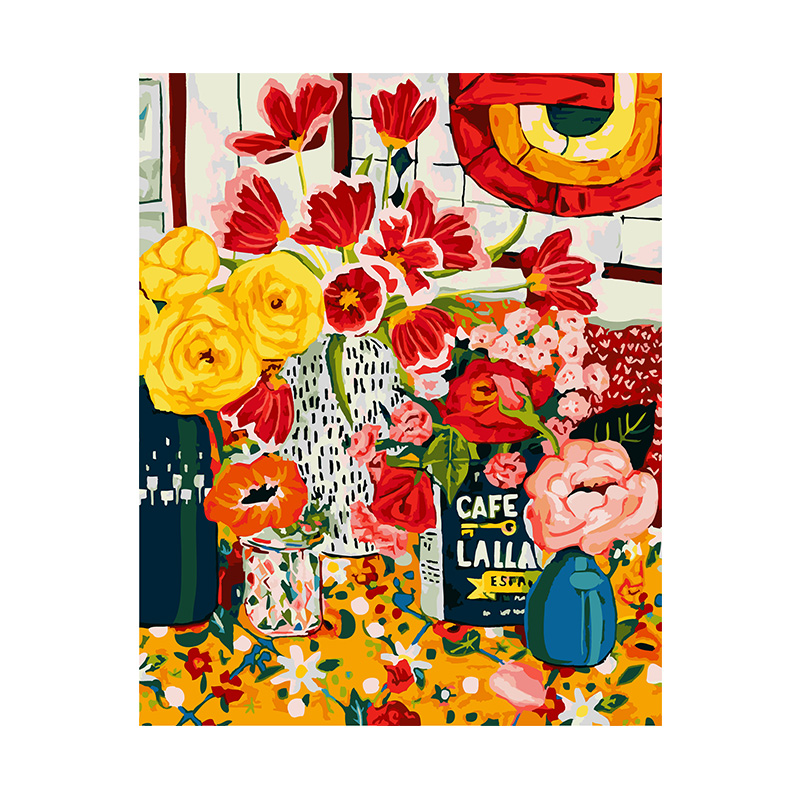 自油自画 数字油画diy手绘手工填充填色减压花卉油彩画 钟情于你