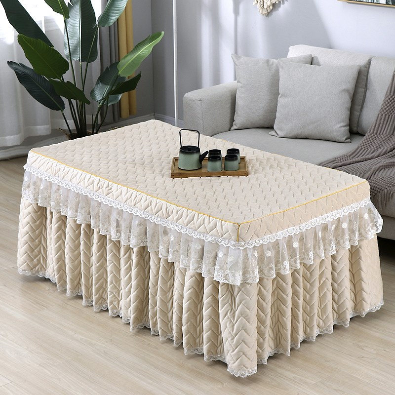 新款裙式电炉罩长方形加绒烤火桌子罩电取暖桌布烤火架茶几桌罩