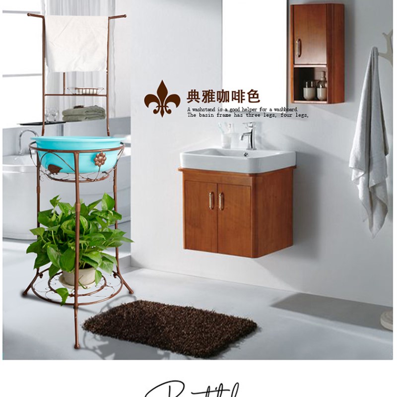 欧式洗脸盆架落地式多功能家用浴室角架卫生间铁艺老式洗脸盆架子