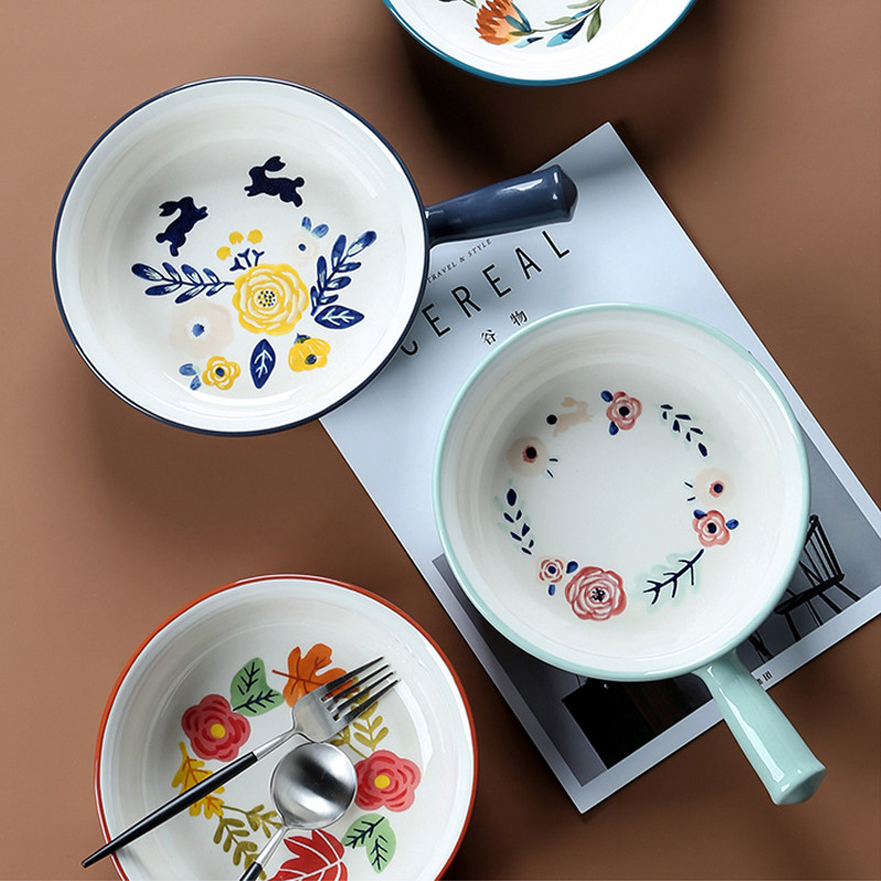 手焗饭碗带把烤碗创意饭碗汤碗早餐碗沙拉碗凉拌