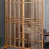 东阳木雕新中式 原木屏风隔断格子简易办公室摆放遮挡隔断白蜡木