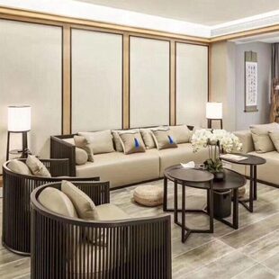 2024新中式禅意实木沙发极简客厅新款布艺沙发酒店民宿家具定制