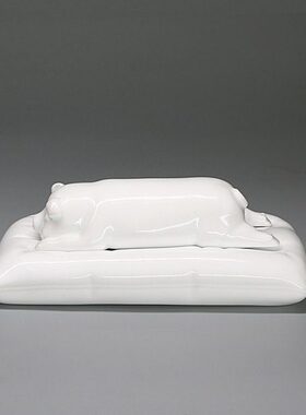 不仁斋 薛继业陶瓷 高白釉 影青釉 财库猪 财库枕摆件潮玩