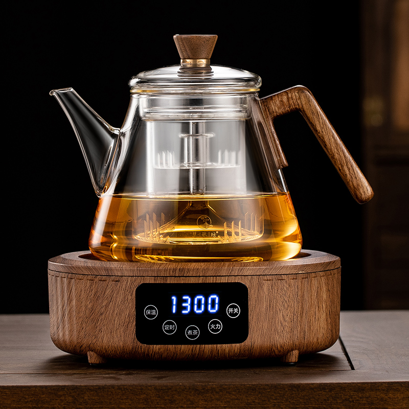 侧把玻璃煮茶壶木把蒸o煮两用煮茶器加厚家用过滤电陶炉烧水泡茶