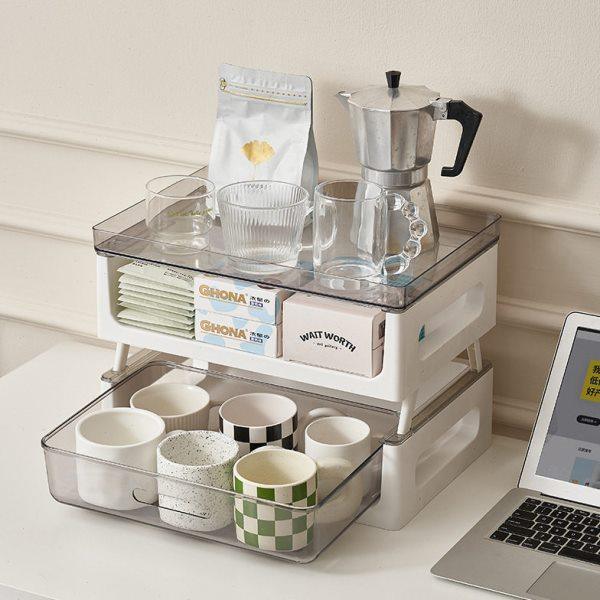 带抽屉防尘杯子收纳置物架桌面水杯架茶水间放咖啡玻璃茶杯架子,收纳整理,首饰盒,淘宝优惠券,粉丝福利购,淘宝优惠卷