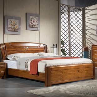 乌金木全实木床双人床1.8米乌金木大床婚床卧室实木家具PK 黑胡桃