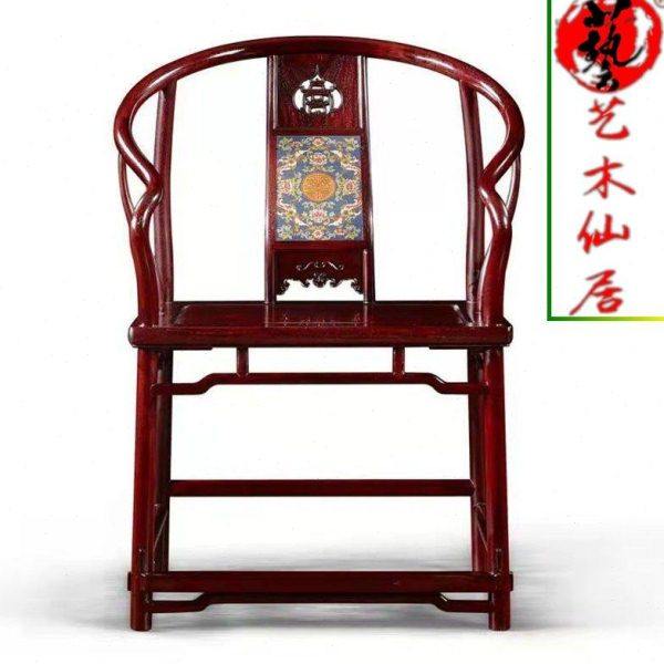 红木家具赞比亚紫檀珐琅彩围椅实木圈椅单人椅中式太师靠背椅子,住宅家具,圈椅,淘宝优惠券,粉丝福利购,淘宝优惠卷