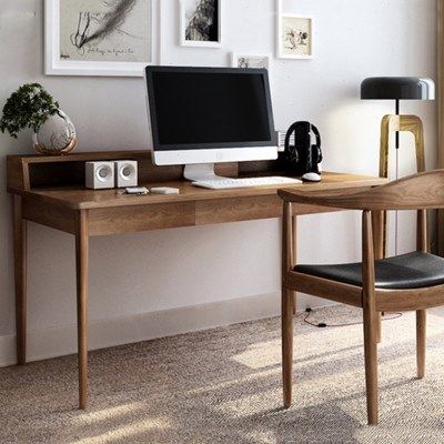 北欧全实木书桌日式卧室橡木办公桌简约黑胡桃书房台子木蜡油定制,住宅家具,书桌,淘宝优惠券,粉丝福利购,淘宝优惠卷