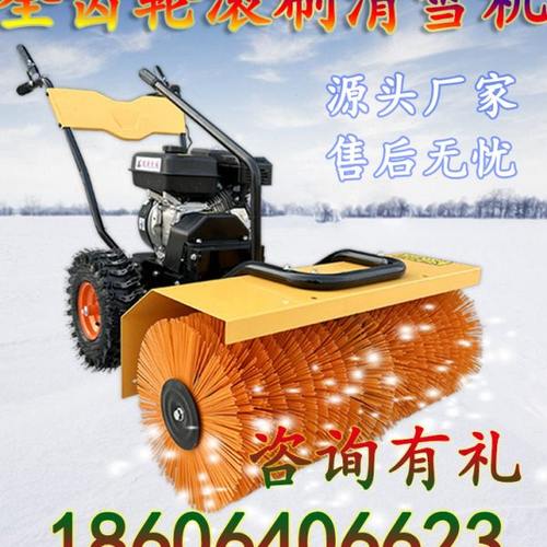 全齿轮滚刷清雪机鱼塘学校道路扫雪机手推式除尘自行走除雪设备