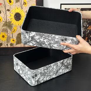 法式桌面收纳盒高级客厅茶几零食杂物整理盒高档皮质长方形储物盒