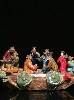 石湾公仔八仙过海陶瓷摆件创意客厅电视柜博古架摆设家居装饰礼品