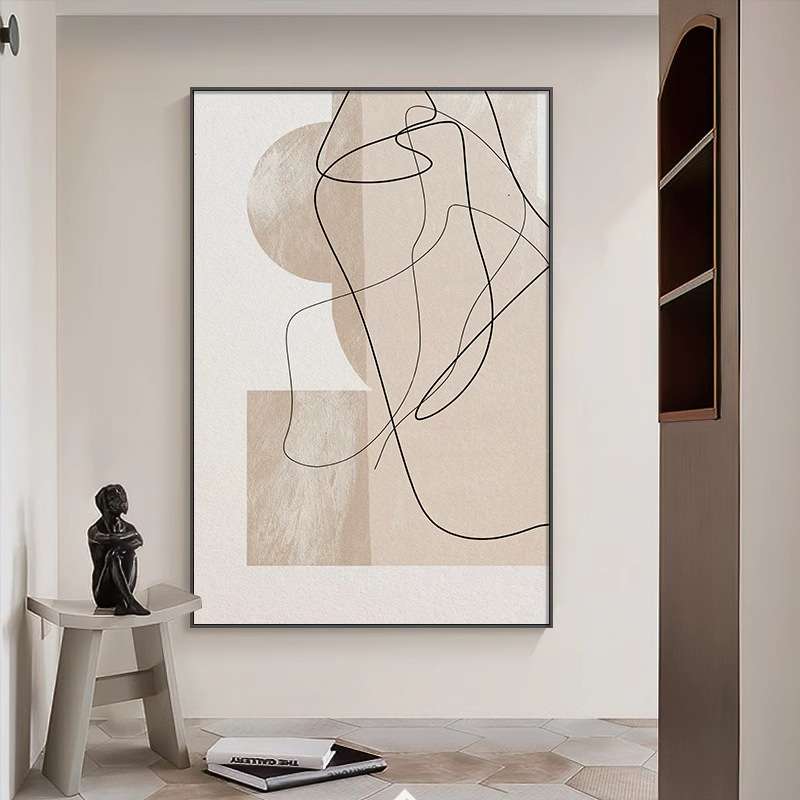 玄关装饰画极简线条抽象人物走廊过道挂画高级入户门正对墙挂画图片