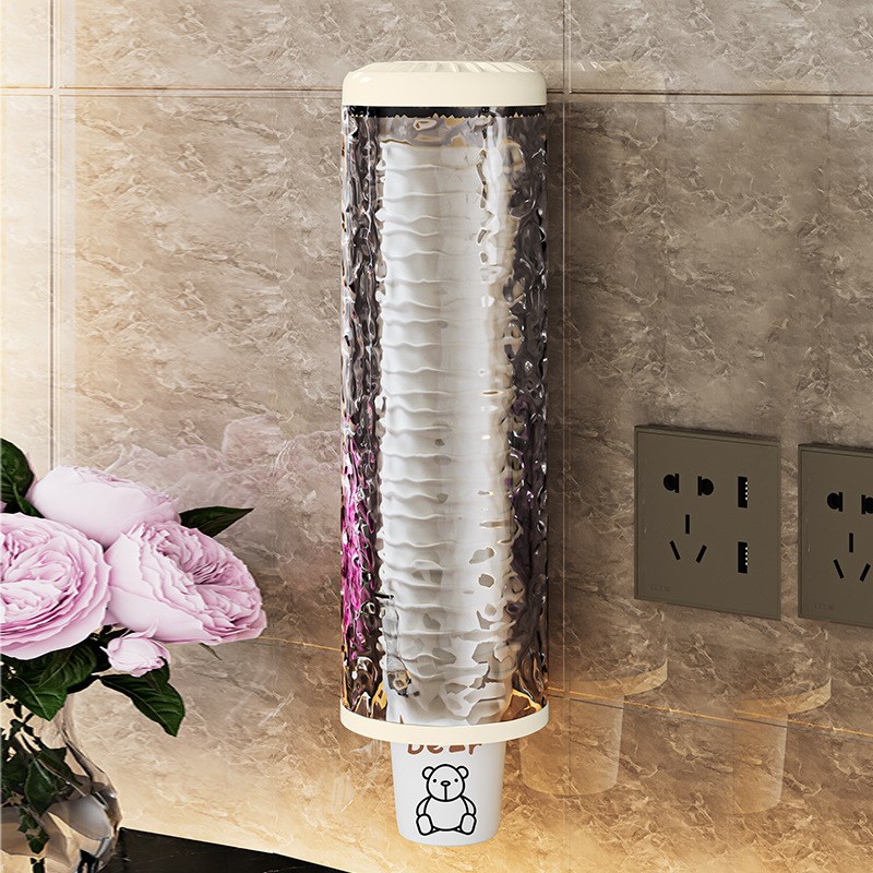 一次性杯子取杯器防尘免打孔杯架家用饮水机纸杯壁挂式收纳纸杯架