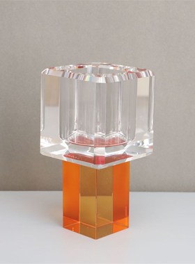 现代轻奢水晶蓝色小花瓶花器摆件电视柜样板间客厅茶几家居装饰品