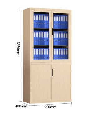 文件柜铁皮柜钢制办公档案资料存放柜器械收纳柜书柜黄色木纹转印