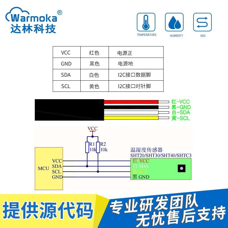 工业级SHT30 40防水尘IIC湿度传感器 SHTC3 20防凝露温湿度传感器