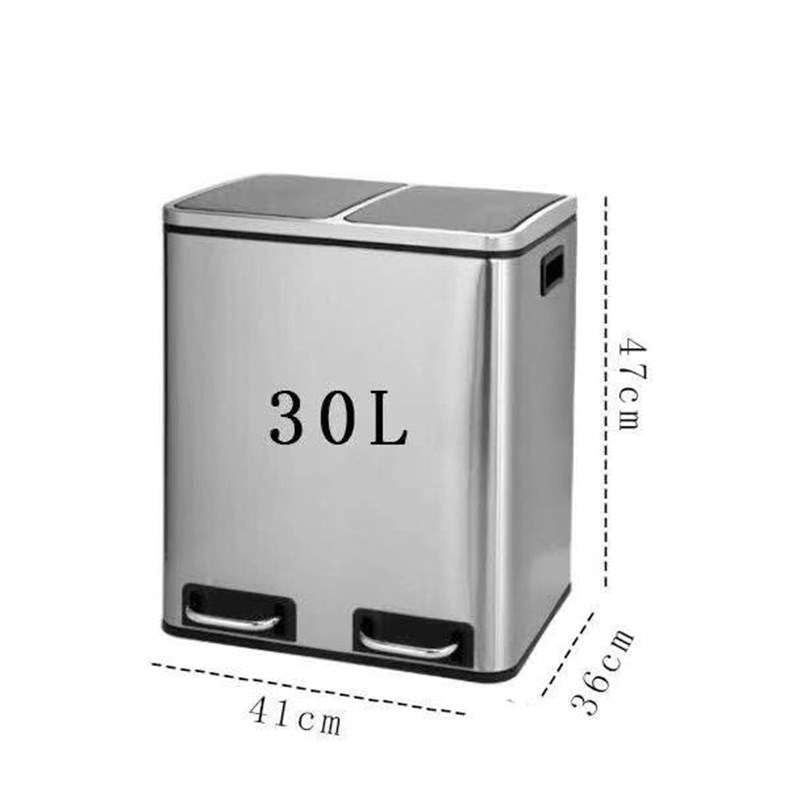小区分类不锈钢脚踏垃圾桶大容量双桶垃圾箱家用办公LOGO