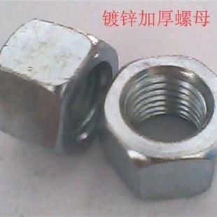 100个 外径17 铁镀锌外六角加长厚螺母特厚加高螺帽M10 11mm厚度