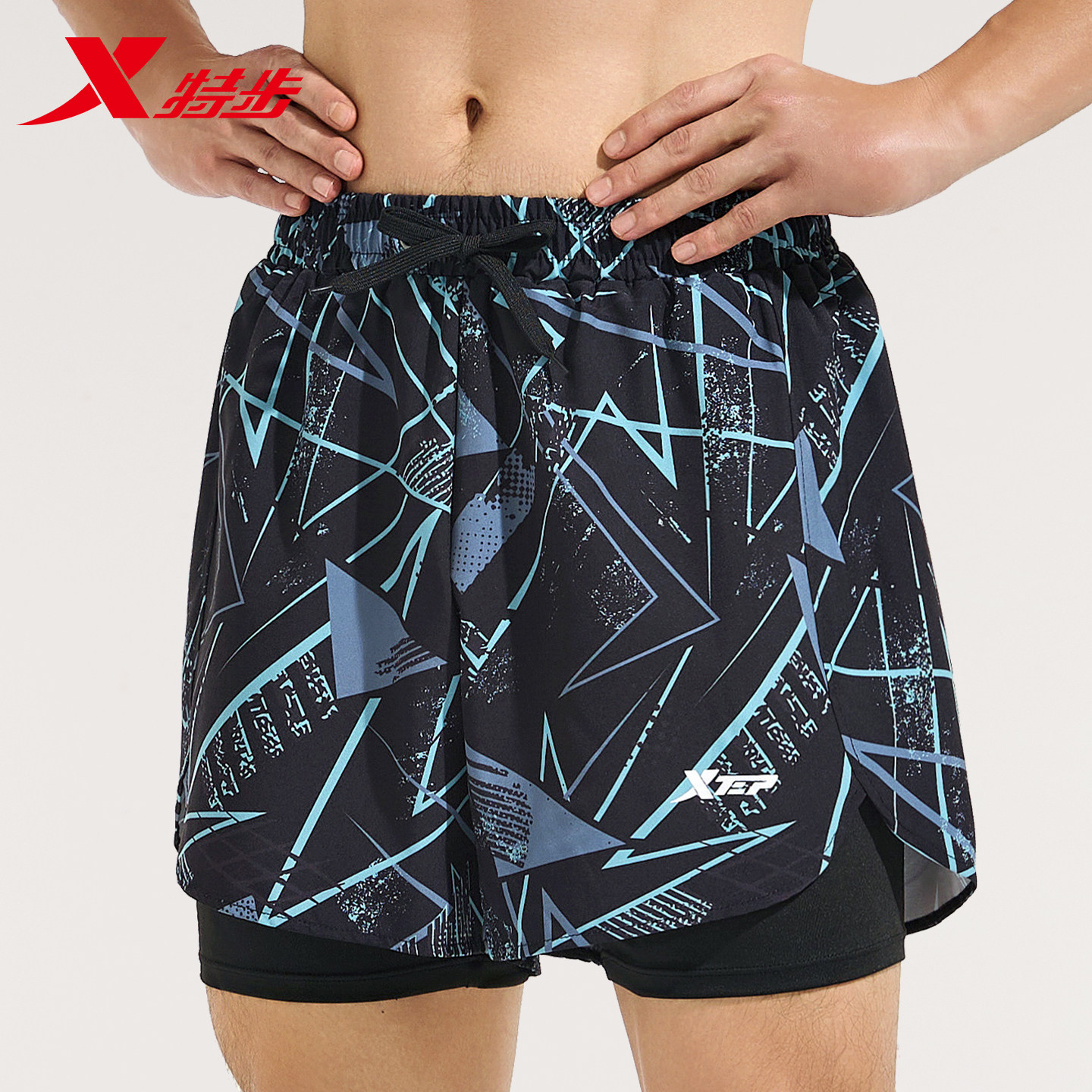 特步泳裤男款成人双层速干防尴尬游泳温泉裤2025新款青少年沙滩裤