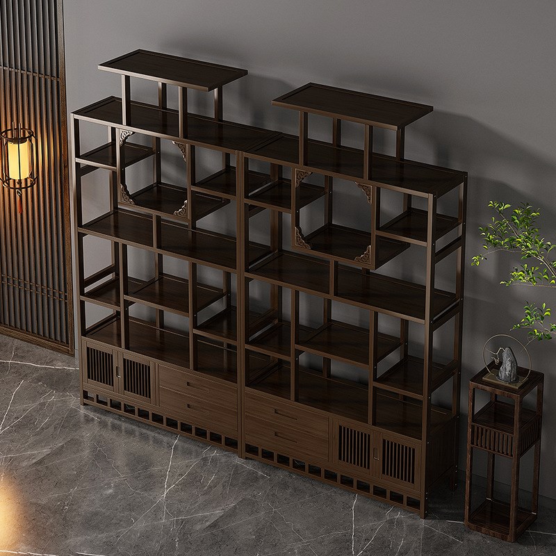 茶壶收纳柜实木新中式办公室茶叶展示柜摆件多宝阁多功能置物架