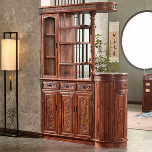 红木隔厅柜花梨木刺猬紫檀酒柜隔断间厅柜中式双面玄关柜实木屏风