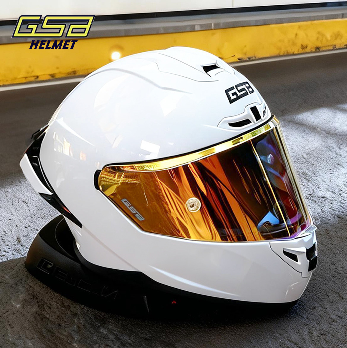 gsb361gt头盔女士白色摩托车全盔男大尾翼复古巡航机车冬季头盔