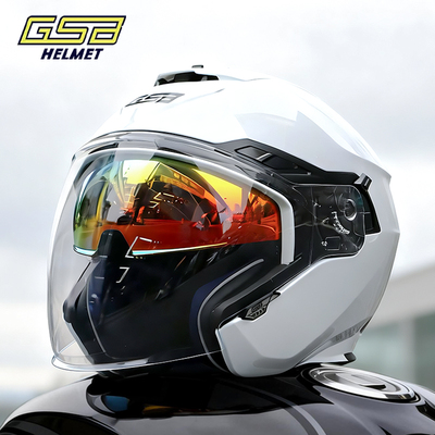 gsb头盔263摩托车头盔男女情侣四分之三盔双镜片电动车骑行半盔
