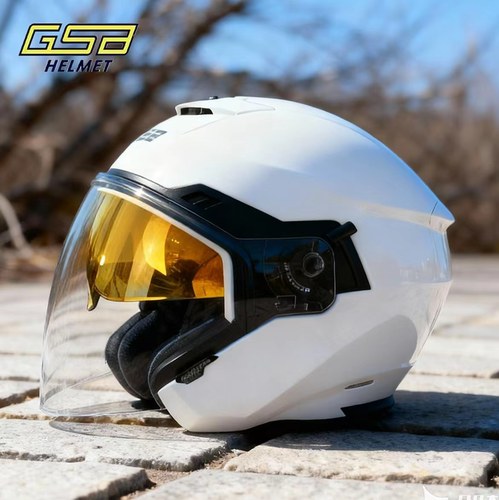 gsb头盔263男女摩托车四分之三半盔双镜片四季通用电动车4分之3盔